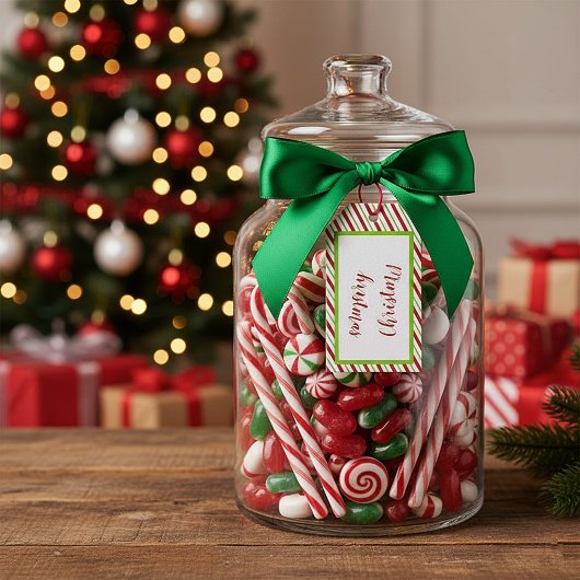 Peppermint strepen gepersonaliseerd cadeaulabel