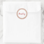 Peppermint strepen gepersonaliseerd  ronde sticker (Tas)