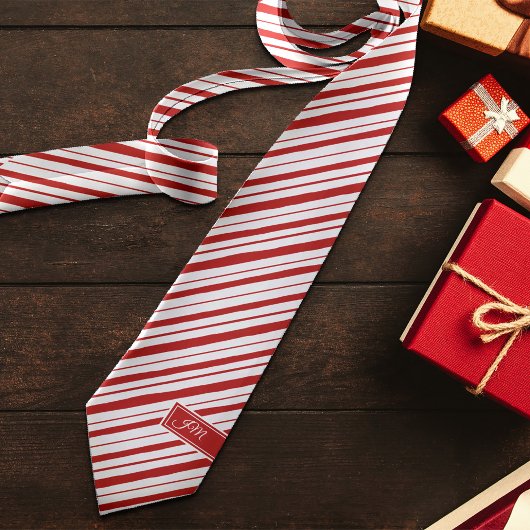Peppermint Stripe Classic Leuke Initialen Kerst Stropdas