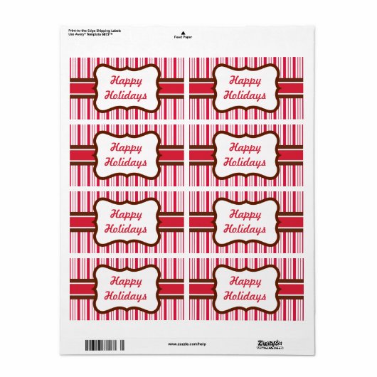 Peppermint Stripe Gift-Label kerstlabels Etiket (Full Sheet)