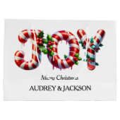 Peppermint Stripe Joy Christmas Groot Cadeauzakje (Achterkant)