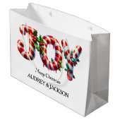 Peppermint Stripe Joy Christmas Groot Cadeauzakje (Achterkant Gekanteld)