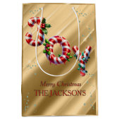 Peppermint Stripe Joy Christmas Medium Cadeauzakje (Voorkant)