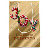 Peppermint Stripe Joy Christmas Medium Cadeauzakje (Achterkant)