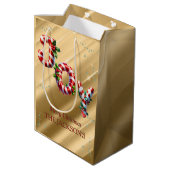 Peppermint Stripe Joy Christmas Medium Cadeauzakje (Achterkant Gekanteld)