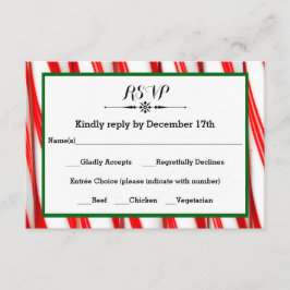 Peppermint Stripe Kerstmis-RSVP-reactiekaart RSVP Kaartje