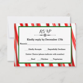Peppermint Stripe Kerstmis-RSVP-reactiekaart RSVP Kaartje
