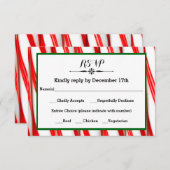 Peppermint Stripe Kerstmis-RSVP-reactiekaart RSVP Kaartje (Voorkant / Achterkant)