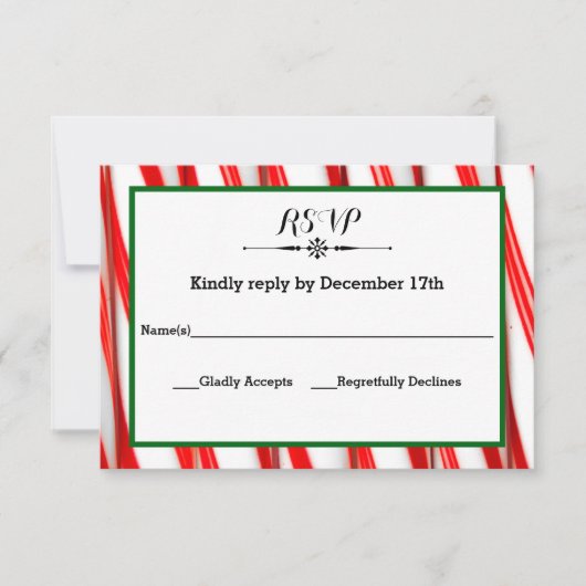 Peppermint Stripe Kerstmis - RSVP-reactiekaart RSVP Kaartje (Voorkant)