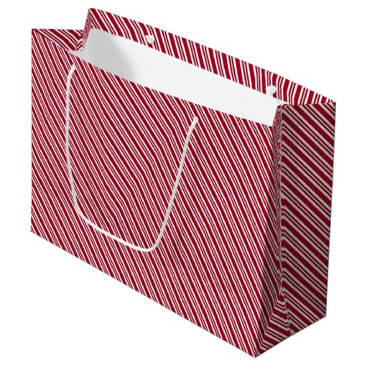 Peppermint Stripe Red and White Classic Christmas Groot Cadeauzakje (Voorkant Gekanteld)