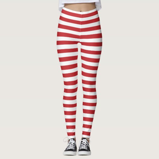 Peppermint Striped Leggings kerstfeestdag (Voorkant)