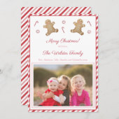 Peppermint Stripes Gingerbrood Rood Roze Afbeeldin Feestdagenkaart (Voorkant / Achterkant)