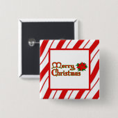 Peppermint Stripes Vierkante Button 5,1 Cm (Voorkant /achterkant)