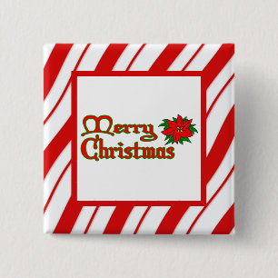 Peppermint Stripes Vierkante Button 5,1 Cm
