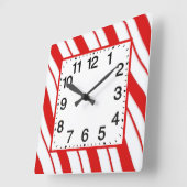 Peppermint Stripes Vierkante Klok (Hoek)