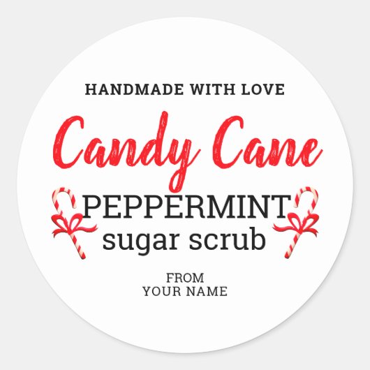 Peppermint Sugar Scrub-handleiding met bewerkbare Ronde Sticker (Voorkant)