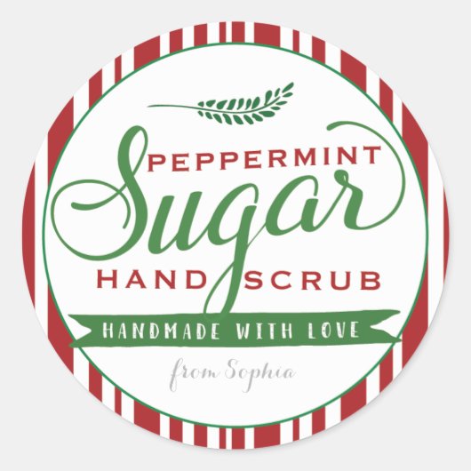 Peppermint Sugar Scrub Labels Custom Mason Jar (Voorkant)