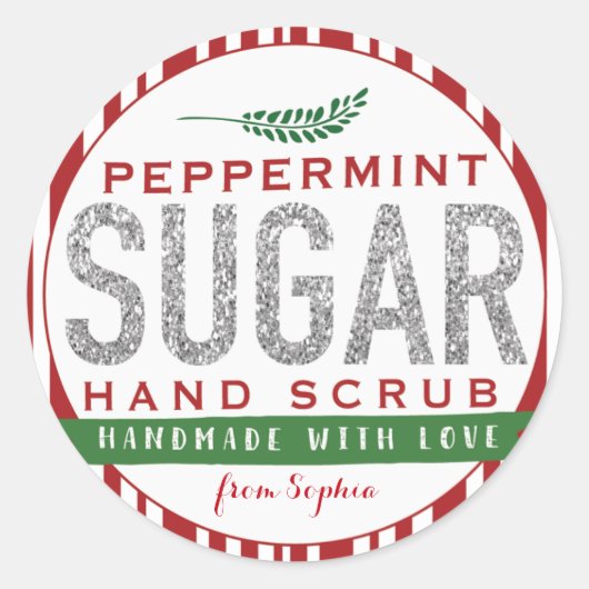 Peppermint Sugar Scrub Labels Custom Mason Jar (Voorkant)