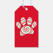 Peppermint Swirl Dog Paw in rood-groen wit Cadeaulabel (Voorkant)