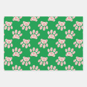 Peppermint Swirl Dog Paw in rood-groen wit Inpakpapier Vel (Voorkant 2)