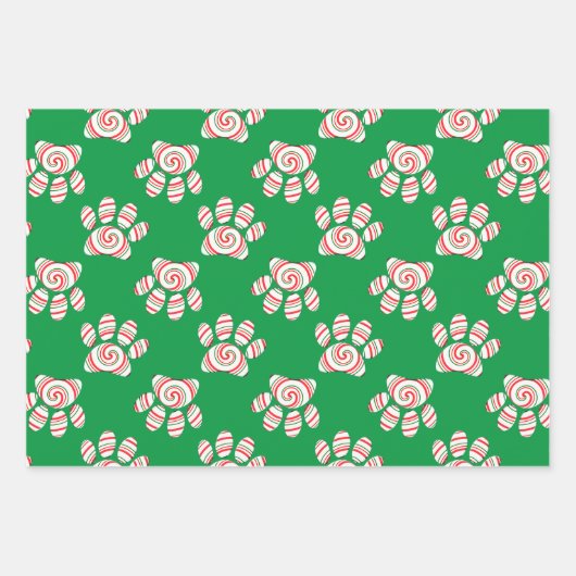 Peppermint Swirl Dog Paw in rood-groen wit Inpakpapier Vel (Voorkant 2)