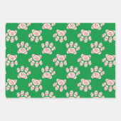 Peppermint Swirl Dog Paw in rood-groen wit Inpakpapier Vel (Voorkant)