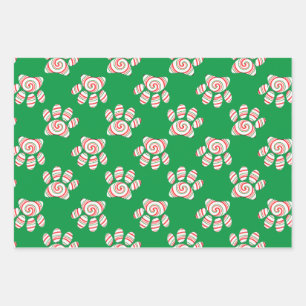 Peppermint Swirl Dog Paw in rood-groen wit Inpakpapier Vel