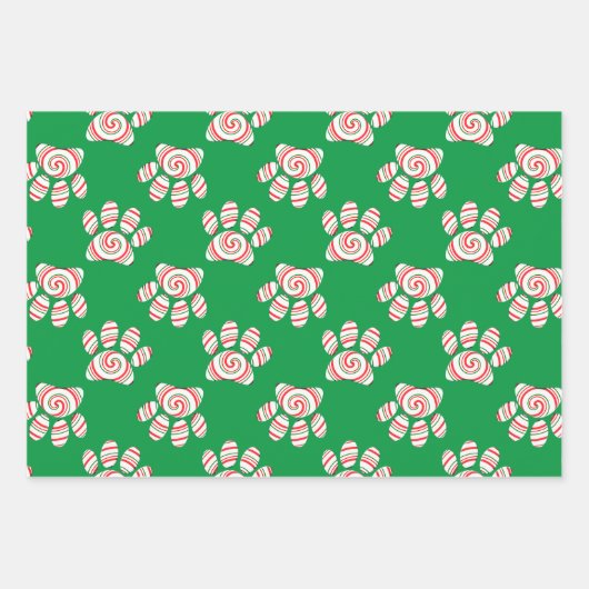 Peppermint Swirl Dog Paw in rood-groen wit Inpakpapier Vel (Voorkant)