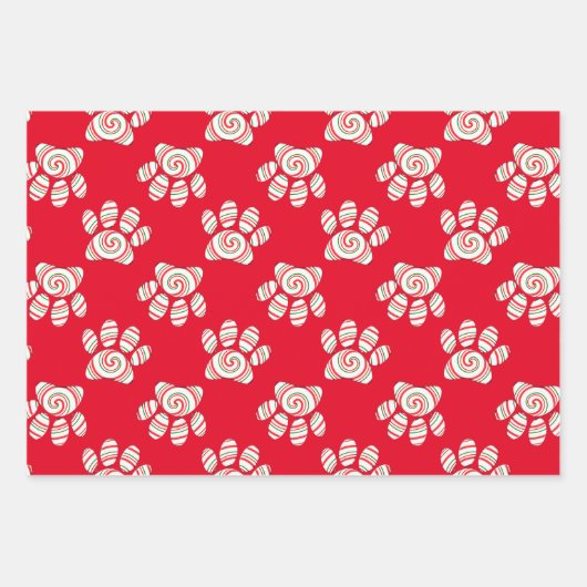 Peppermint Swirl Dog Paw in rood-groen wit Inpakpapier Vel (Voorkant 2)