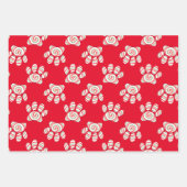 Peppermint Swirl Dog Paw in rood-groen wit Inpakpapier Vel (Voorkant)
