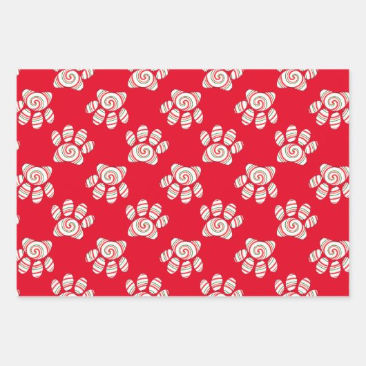 Peppermint Swirl Dog Paw in rood-groen wit Inpakpapier Vel (Voorkant)