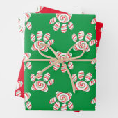 Peppermint Swirl Dog Paw in rood-groen wit Inpakpapier Vel (In situ)