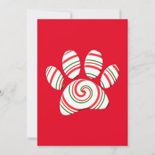 Peppermint Swirl Dog Paw in rood-groen wit Kaart
