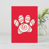 Peppermint Swirl Dog Paw in rood-groen wit Kaart (Staand voorkant)