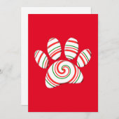 Peppermint Swirl Dog Paw in rood-groen wit Kaart (Voorkant / Achterkant)