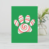 Peppermint Swirl Dog Paw in rood-groen wit Kaart (Staand voorkant)