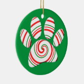 Peppermint Swirl Dog Paw in rood-groen wit Keramisch Ornament (Rechts)