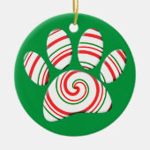 Peppermint Swirl Dog Paw in rood-groen wit Keramisch Ornament (Voorkant)