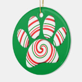Peppermint Swirl Dog Paw in rood-groen wit Keramisch Ornament (Links)