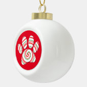 Peppermint Swirl Dog Paw in rood-groen wit Keramische Bal Ornament (Rechts)