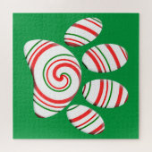 Peppermint Swirl Dog Paw in rood-groen wit Legpuzzel (Horizontaal)