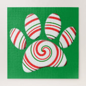Peppermint Swirl Dog Paw in rood-groen wit Legpuzzel (Verticaal)