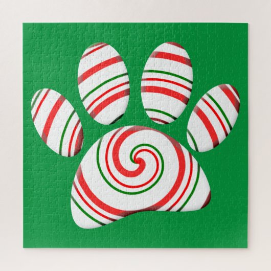 Peppermint Swirl Dog Paw in rood-groen wit Legpuzzel (Verticaal)