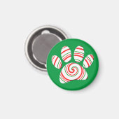 Peppermint Swirl Dog Paw in rood-groen wit Magneet (Voorkant / Achterkant)