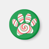 Peppermint Swirl Dog Paw in rood-groen wit Magneet (Voorkant)