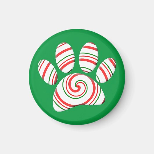 Peppermint Swirl Dog Paw in rood-groen wit Magneet (Voorkant)