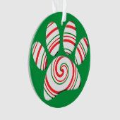 Peppermint Swirl Dog Paw in rood-groen wit Ornament (voorkant)