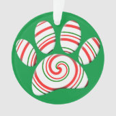 Peppermint Swirl Dog Paw in rood-groen wit Ornament (voorkant)