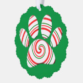Peppermint Swirl Dog Paw in rood-groen wit Ornament Kaart (Links)