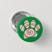 Peppermint Swirl Dog Paw in rood-groen wit Ronde Button 3,2 Cm (Voorkant /achterkant)